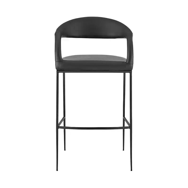 Tabouret de bar Armen Living Ramona en fer et similicuir, hauteur comptoir, 66 cm
