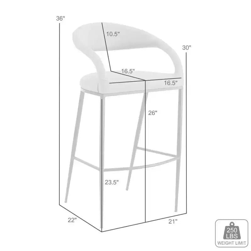 Tabouret de bar Armen Living Ramona en fer et similicuir, hauteur comptoir, 66 cm