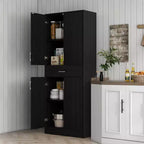 HOMCOM Meuble de cuisine/garde-manger de 179,7 cm avec tiroir et étagère réglable, meuble de rangement haut autoportant avec 2 portes doubles, noir vieilli