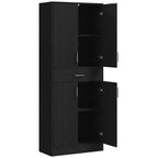 HOMCOM Meuble de cuisine/garde-manger de 179,7 cm avec tiroir et étagère réglable, meuble de rangement haut autoportant avec 2 portes doubles, noir vieilli