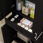 HOMCOM Meuble de cuisine/garde-manger de 179,7 cm avec tiroir et étagère réglable, meuble de rangement haut autoportant avec 2 portes doubles, noir vieilli