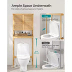 Meuble de rangement au-dessus des toilettes, meuble avec étagère intérieure réglable et barre stabilisatrice inférieure, étagère de toilettes, beige naturel