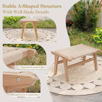 Fauteuil d'appoint moderne Costway de style scandinave avec pouf, cadre en bois de teck, style rustique
