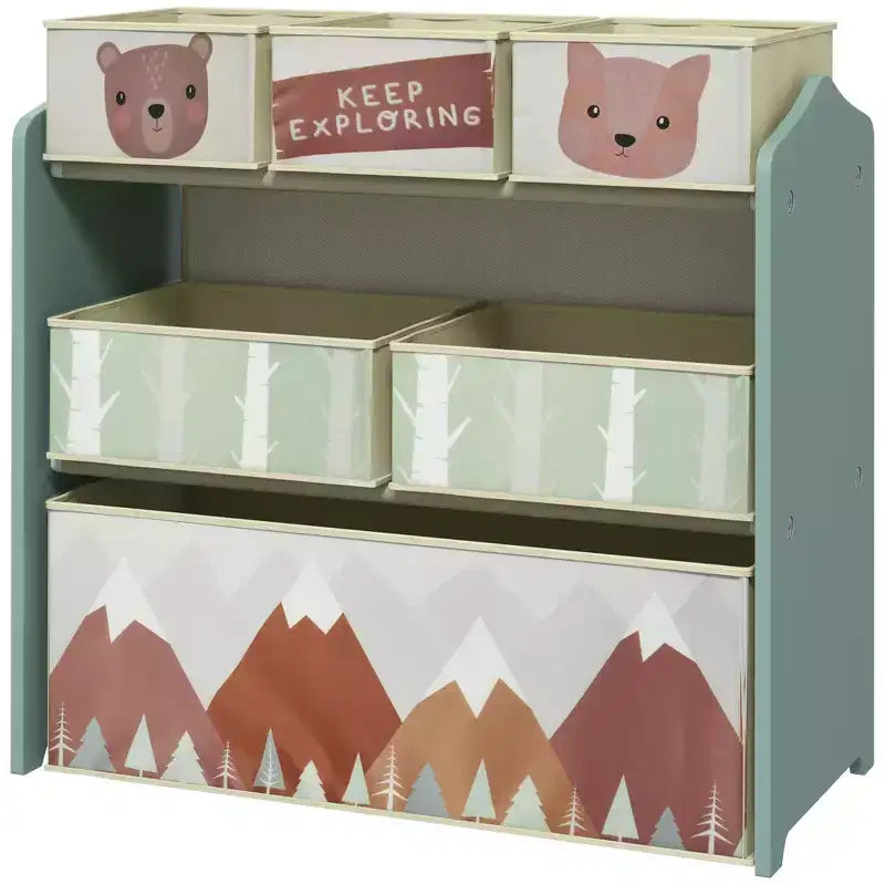 Meuble de Rangement pour Jouets Qaba avec 6 Bacs de Rangement, Unité de Rangement pour Enfants pour Chambre à Coucher, Chambre d'Enfants, 63,5 x 30,5 x 66 cm