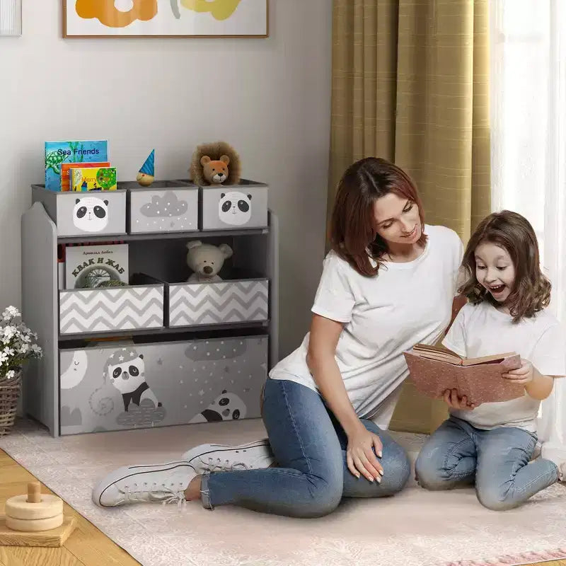 Meuble de Rangement pour Jouets Qaba avec 6 Bacs de Rangement, Unité de Rangement pour Enfants pour Chambre à Coucher, Chambre d'Enfants, 63,5 x 30,5 x 66 cm