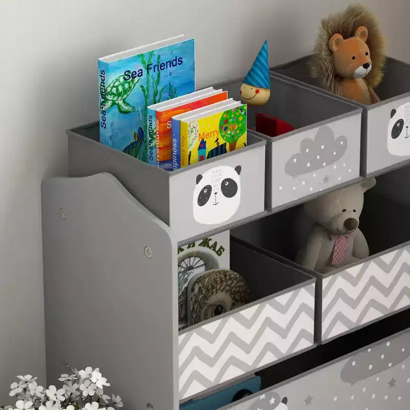 Meuble de Rangement pour Jouets Qaba avec 6 Bacs de Rangement, Unité de Rangement pour Enfants pour Chambre à Coucher, Chambre d'Enfants, 63,5 x 30,5 x 66 cm