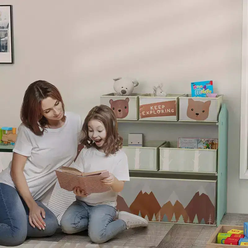 Meuble de Rangement pour Jouets Qaba avec 6 Bacs de Rangement, Unité de Rangement pour Enfants pour Chambre à Coucher, Chambre d'Enfants, 63,5 x 30,5 x 66 cm