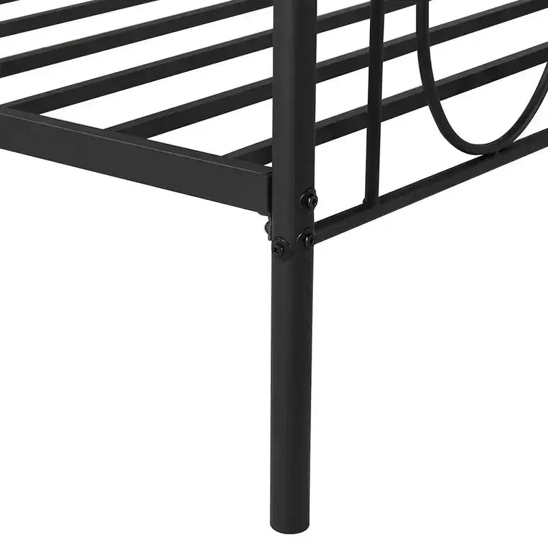 VECELO Cadre de lit de repos double en métal, lit-canapé avec rangement sous le lit, montage facile, pas besoin de sommier tapissier