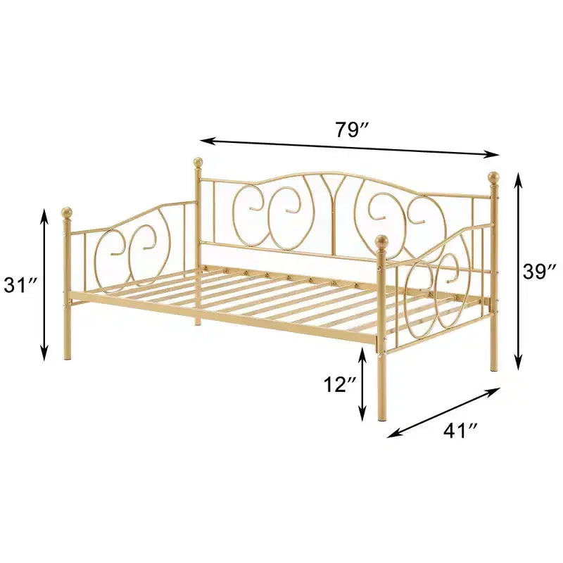 VECELO Cadre de lit de repos double en métal, lit-canapé avec rangement sous le lit, montage facile, pas besoin de sommier tapissier