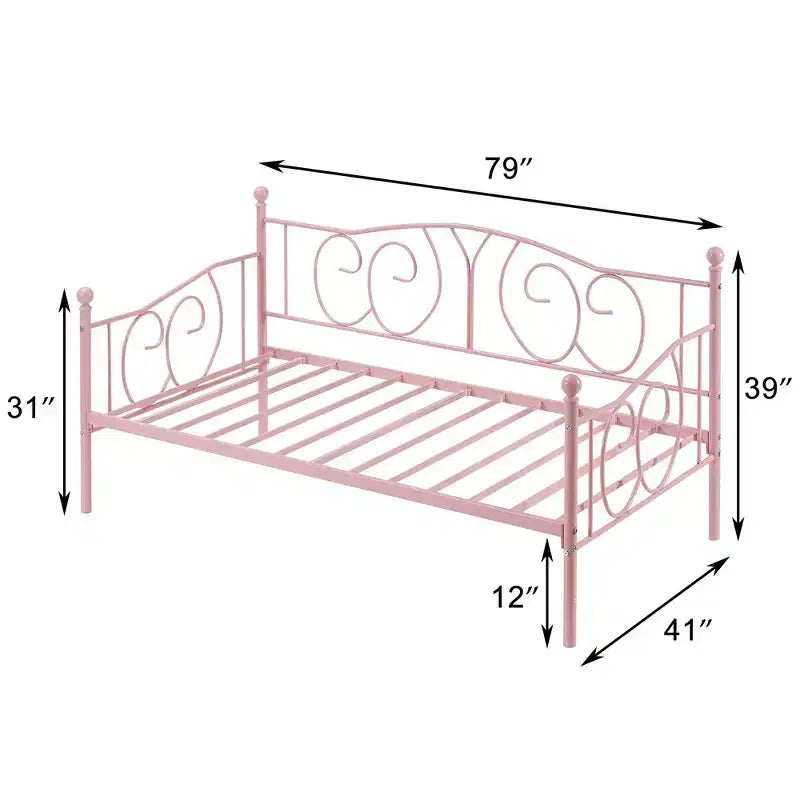 VECELO Cadre de lit de repos double en métal, lit-canapé avec rangement sous le lit, montage facile, pas besoin de sommier tapissier