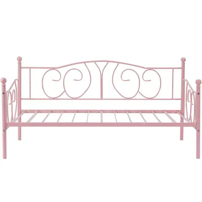 VECELO Cadre de lit de repos double en métal, lit-canapé avec rangement sous le lit, montage facile, pas besoin de sommier tapissier
