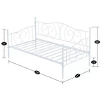 VECELO Cadre de lit de repos double en métal, lit-canapé avec rangement sous le lit, montage facile, pas besoin de sommier tapissier