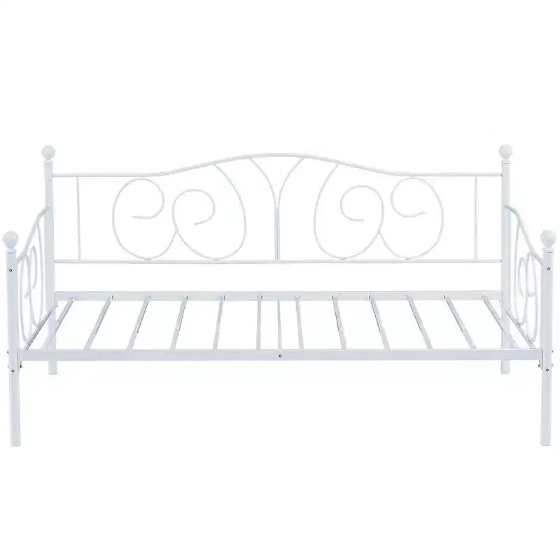 VECELO Cadre de lit de repos double en métal, lit-canapé avec rangement sous le lit, montage facile, pas besoin de sommier tapissier