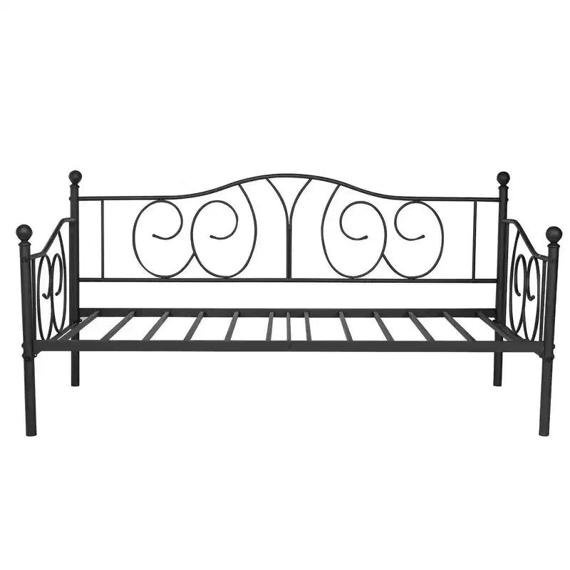 VECELO Cadre de lit de repos double en métal, lit-canapé avec rangement sous le lit, montage facile, pas besoin de sommier tapissier