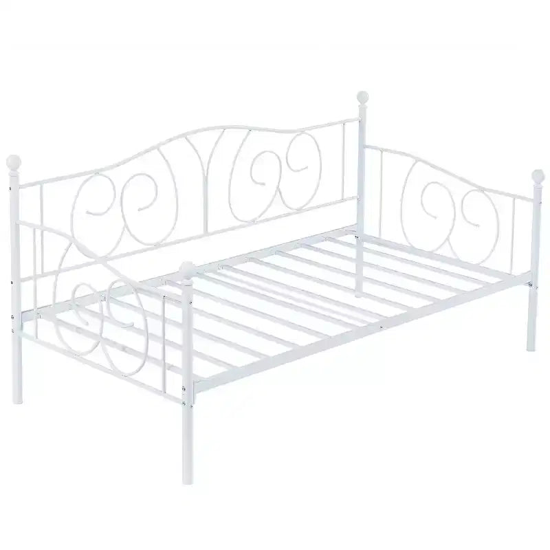 VECELO Cadre de lit de repos double en métal, lit-canapé avec rangement sous le lit, montage facile, pas besoin de sommier tapissier