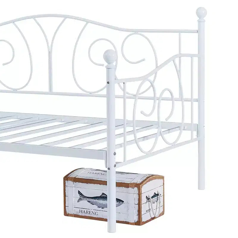 VECELO Cadre de lit de repos double en métal, lit-canapé avec rangement sous le lit, montage facile, pas besoin de sommier tapissier