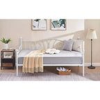VECELO Cadre de lit de repos double en métal, lit-canapé avec rangement sous le lit, montage facile, pas besoin de sommier tapissier