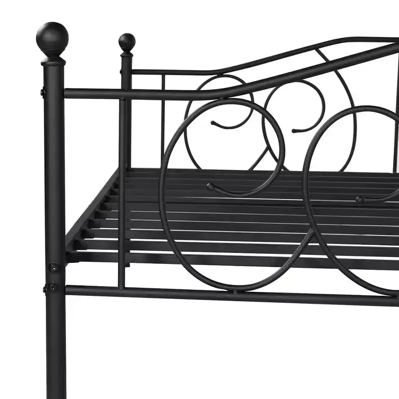 VECELO Cadre de lit de repos double en métal, lit-canapé avec rangement sous le lit, montage facile, pas besoin de sommier tapissier