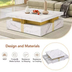Tables basses avec 4 tiroirs de rangement, table de cocktail carrée au design moderne pour salon, bureau, chambre à coucher 16.5P x 43.3L x 43.3H