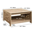Table basse carrée de style rustique AndMakers de 31,5 po avec rangement ouvert pour salon