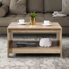 Table basse carrée de style rustique AndMakers de 31,5 po avec rangement ouvert pour salon