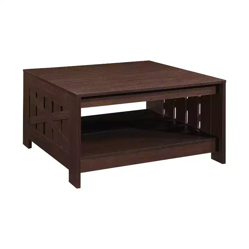 Table basse carrée de style rustique AndMakers de 31,5 po avec rangement ouvert pour salon