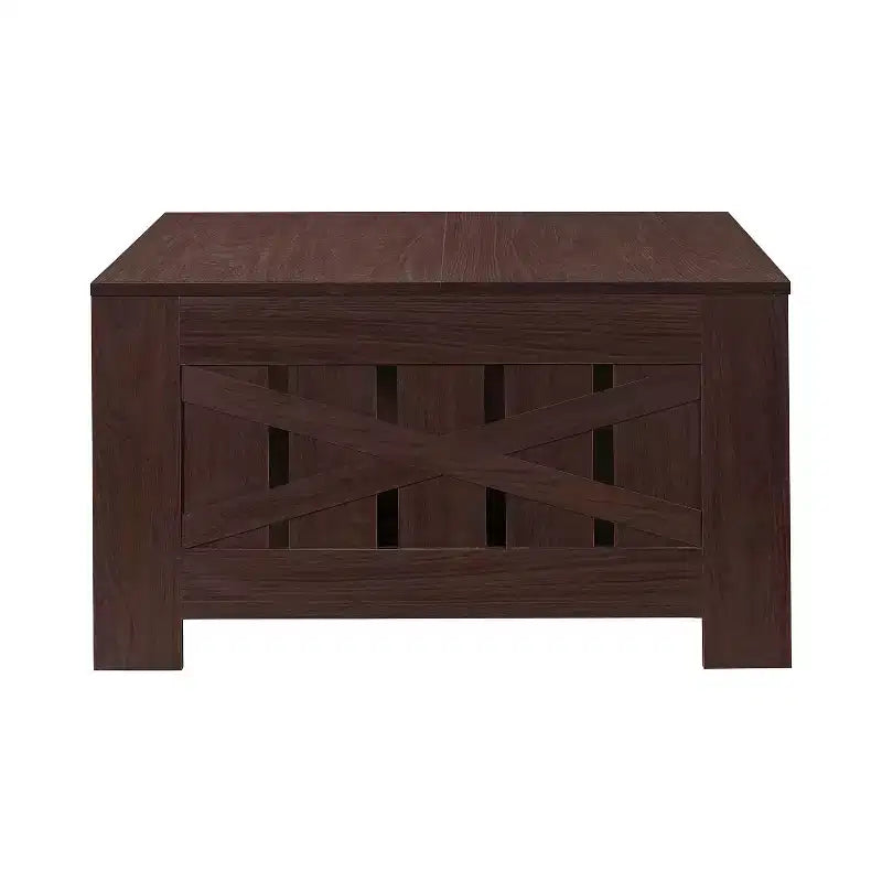 Table basse carrée de style rustique AndMakers de 31,5 po avec rangement ouvert pour salon