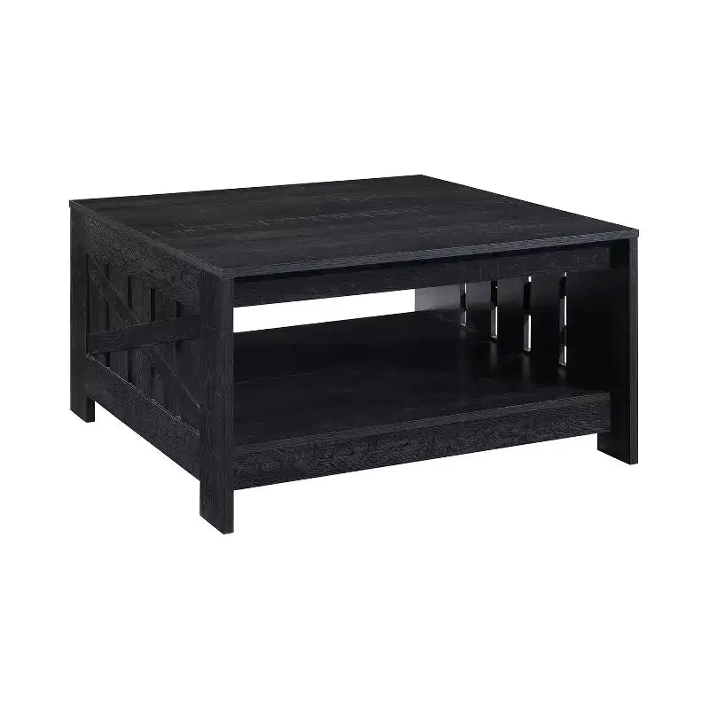Table basse carrée de style rustique AndMakers de 31,5 po avec rangement ouvert pour salon