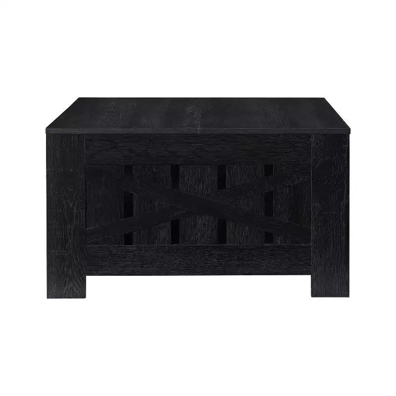 Table basse carrée de style rustique AndMakers de 31,5 po avec rangement ouvert pour salon