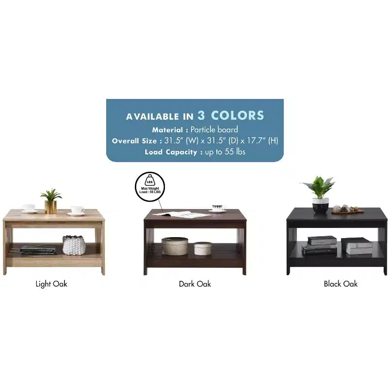 Table basse carrée de style rustique AndMakers de 31,5 po avec rangement ouvert pour salon
