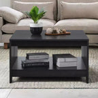 Table basse carrée de style rustique AndMakers de 31,5 po avec rangement ouvert pour salon
