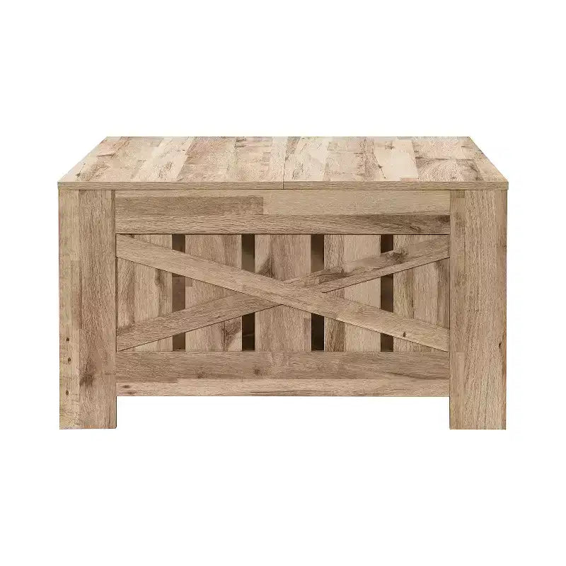 Table basse carrée de style rustique AndMakers de 31,5 po avec rangement ouvert pour salon