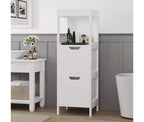 Meuble bas de salle de bain en bois, organisateur de rangement autoportant avec étagères réglables et tiroirs, blanc