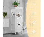 Meuble bas de salle de bain en bois, organisateur de rangement autoportant avec étagères réglables et tiroirs, blanc